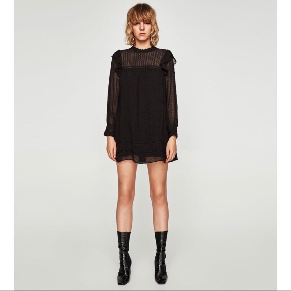 Zara Black Long Sleeve Dress